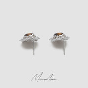 Natural Tiger's Eye / Natural White Mother-of-Pearl Ear Studs