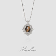 Natural Tiger Eye Stone Necklace /Natural White Fritillaria Necklace