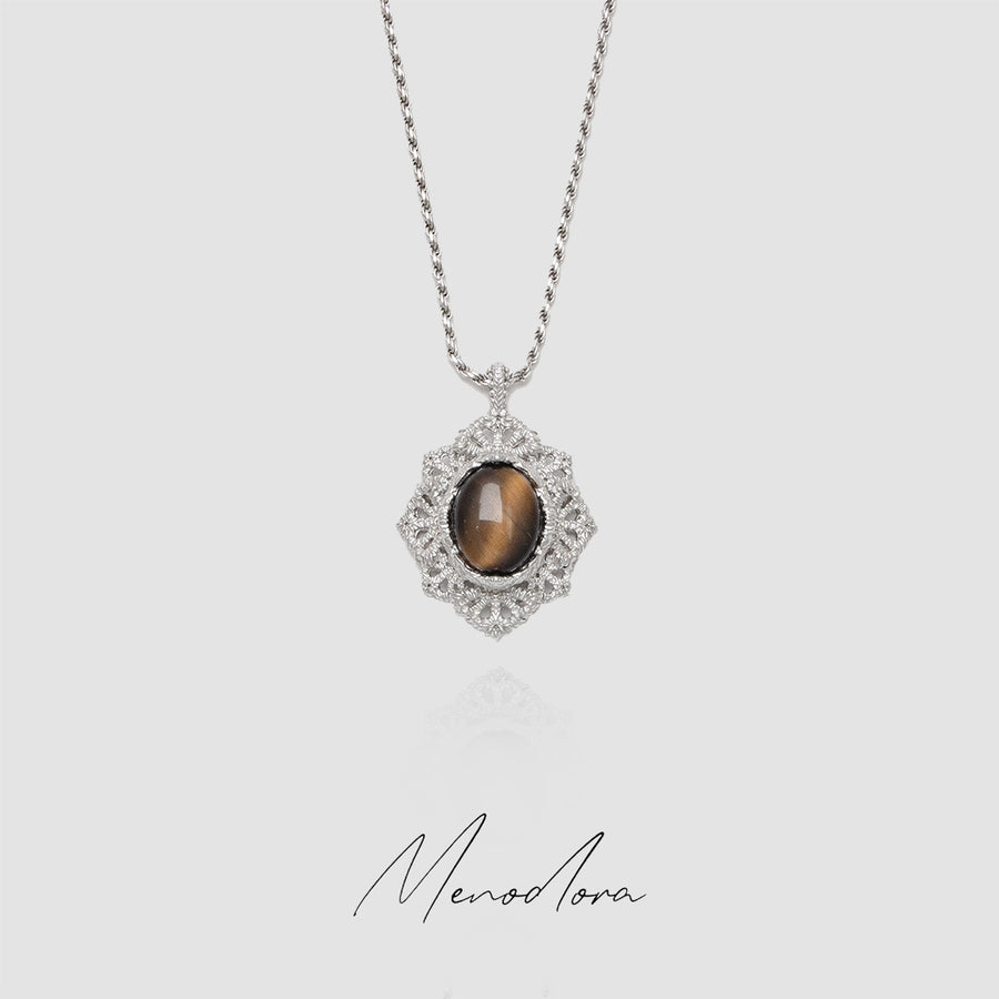 Natural Tiger Eye Stone Necklace /Natural White Fritillaria Necklace