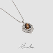 Natural Tiger Eye Stone Necklace /Natural White Fritillaria Necklace